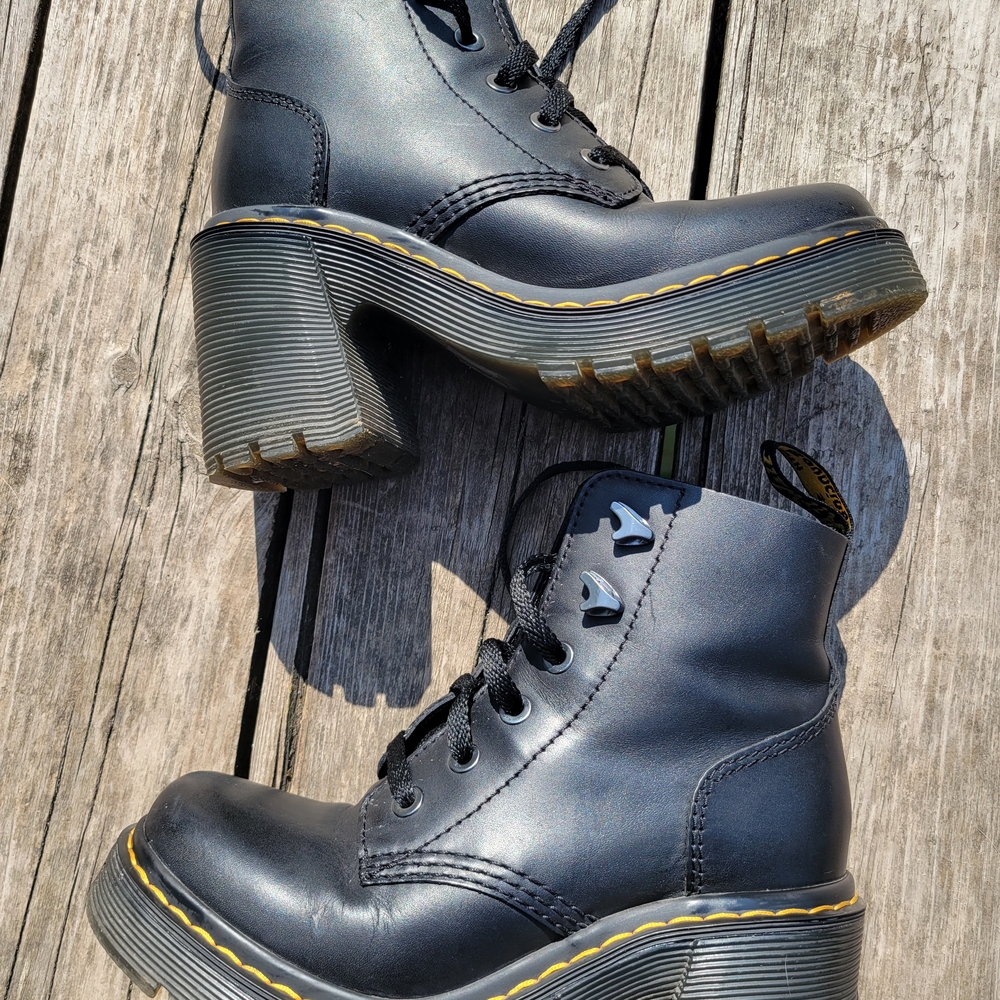 Dr. Martens Black Combat Moto Boots with Chunky Soles